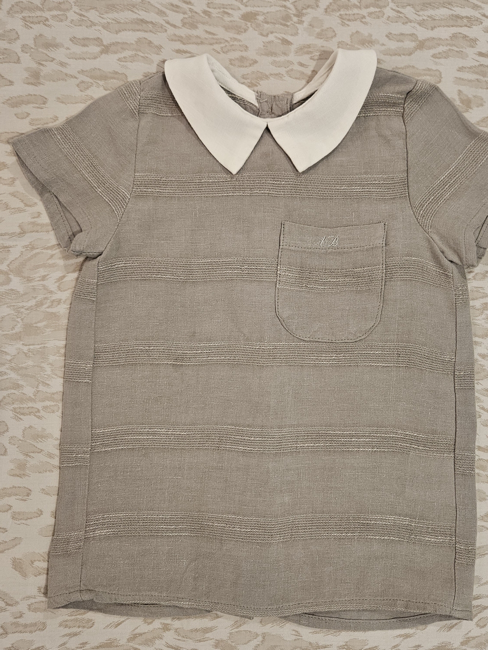 LE BOURDON Sage Green Shirt With Peter Pan Collar